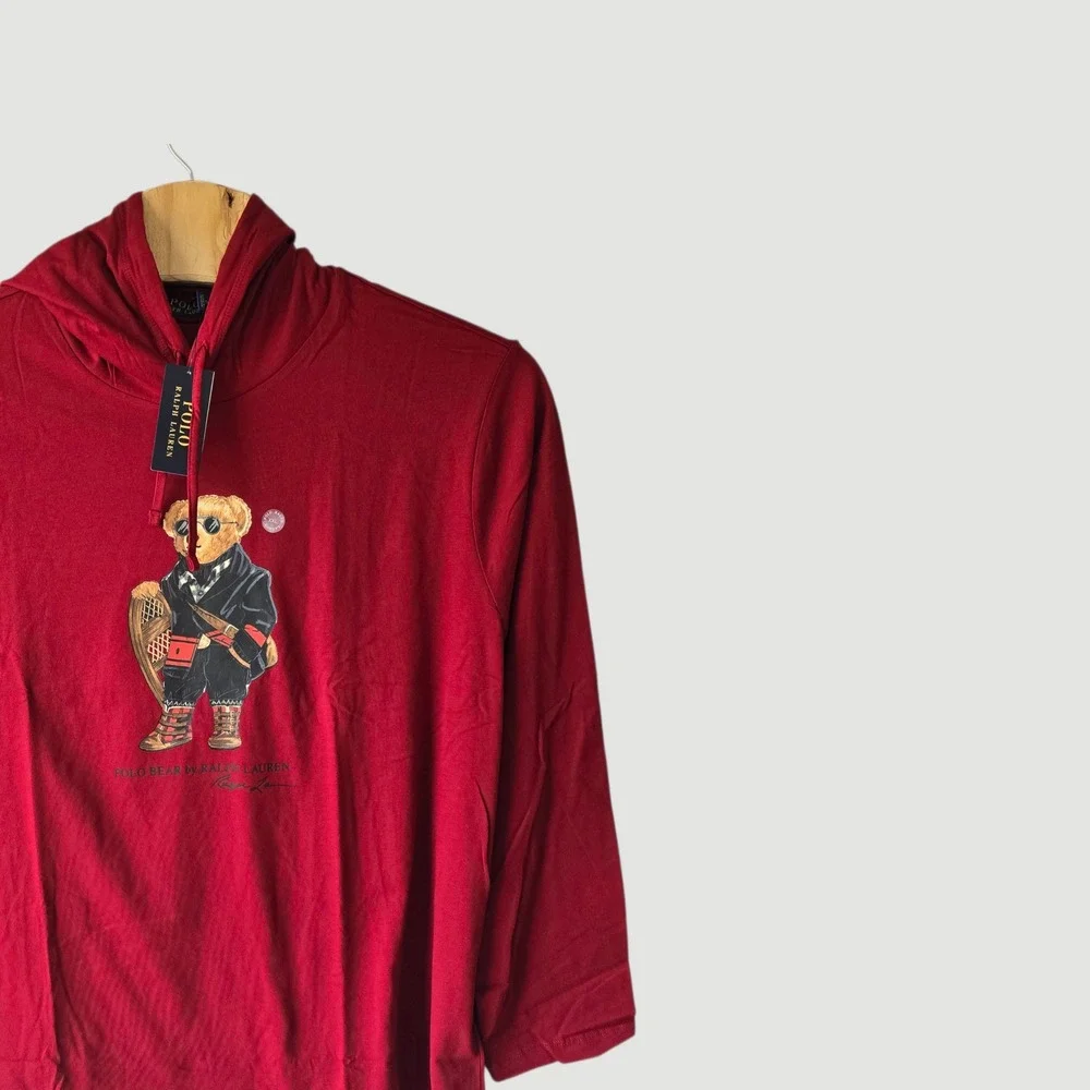 Polo Ralph Lauren Mens XXL Red Polo Bear‎ Graphic Hoodie New With Tags